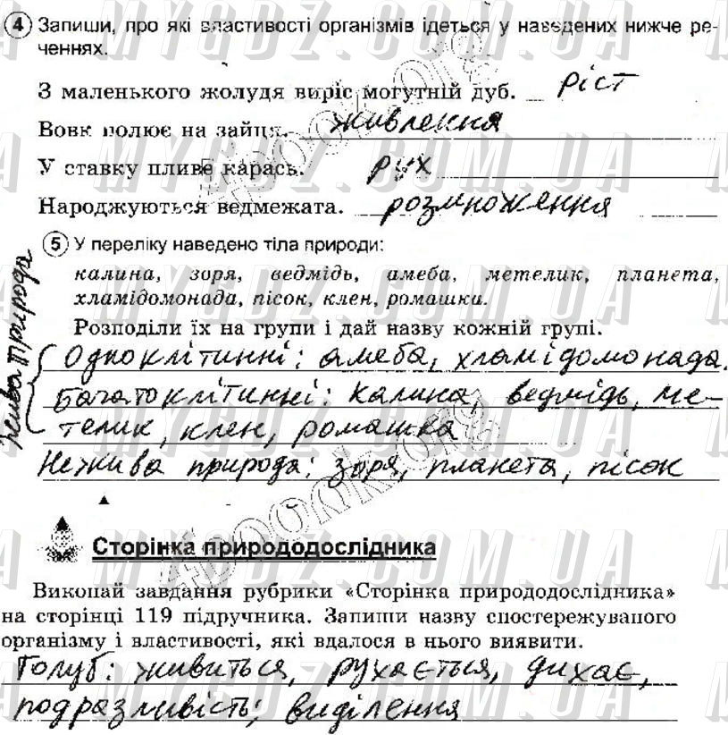 ГДЗ стр66 до робочого зошита з природознавства Коршевнюк, Ярошенко 5 клас