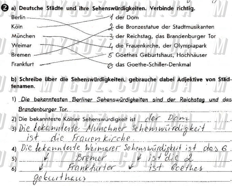 ГДЗ номер 2 до робочого зошита з німецької мови Сотникова 7 клас