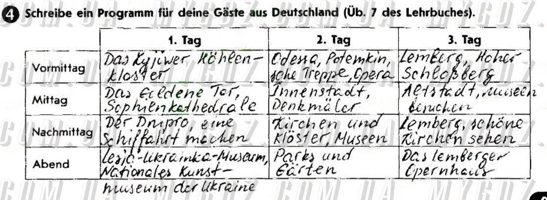 ГДЗ номер 4 до робочого зошита з німецької мови Сотникова 8 клас