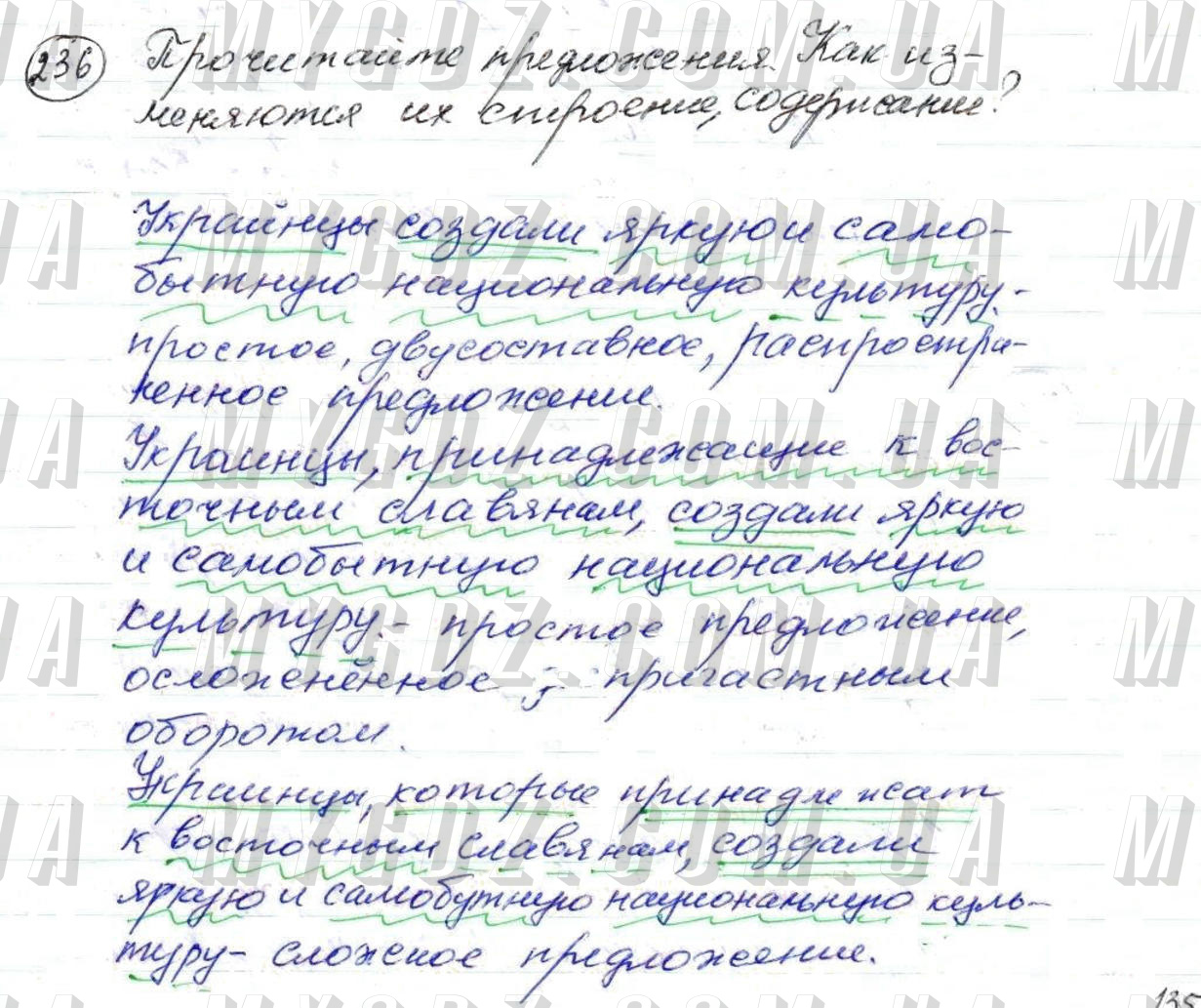 ГДЗ номер 236 до підручника з російської мови Баландина, Крюченкова 8 клас