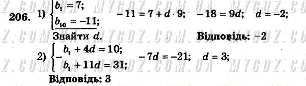 ГДЗ номер 206 до збірника задач і контрольних робіт з алгебри Мерзляк, Полонський 9 клас